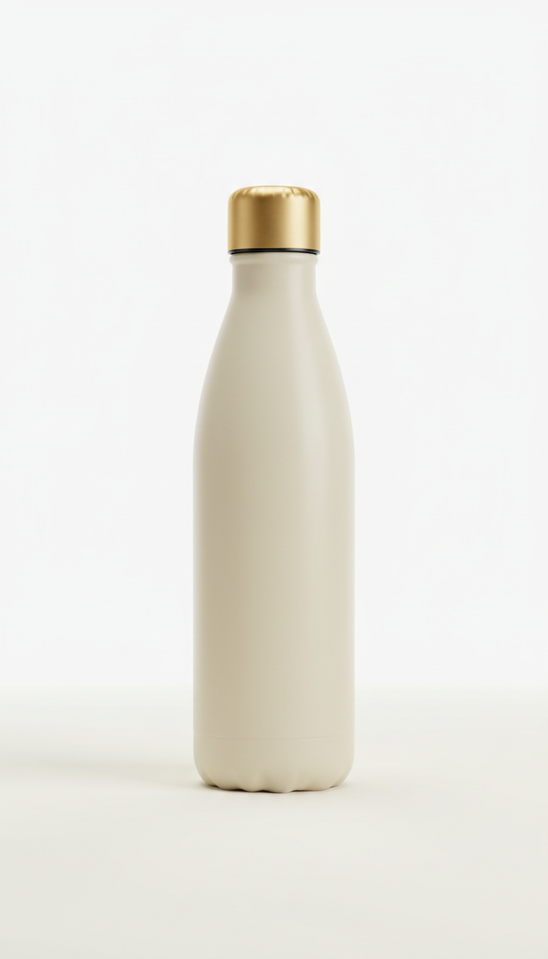 Matte Gold-Capped Water Bottle